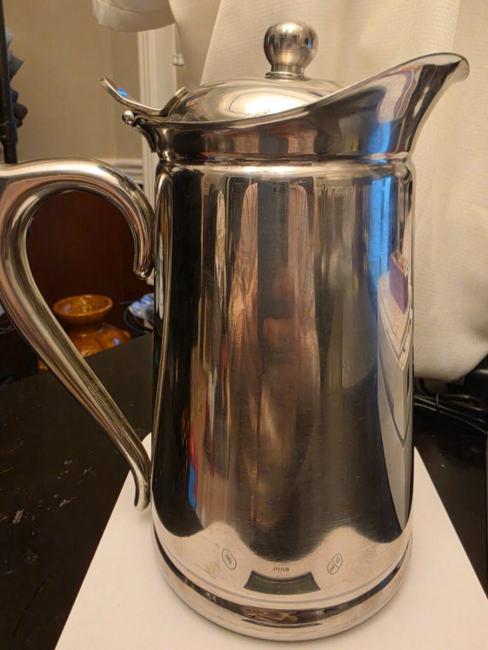 Vintage Brandware 18/8 stainless steel Japan pitcher attached lid